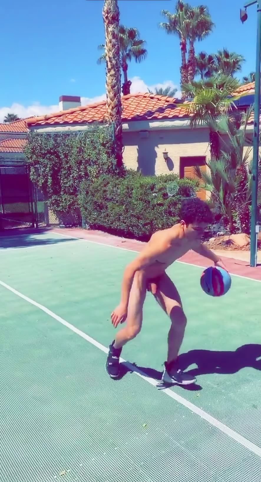 Big dick exhibitionist playing outside