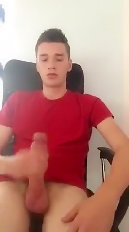 Handsome young man releases a gusher